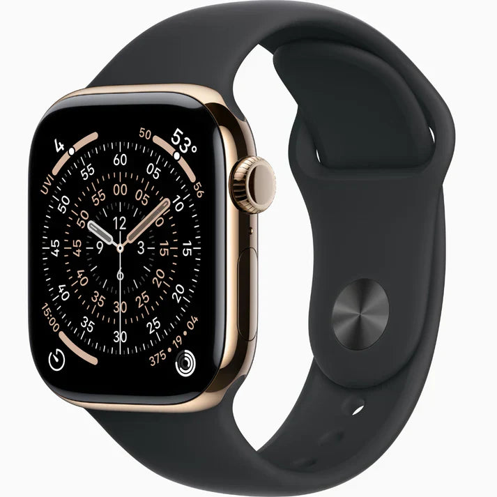 Apple Watch Series 9, GPS + Cellular With Stainless Steel / ساعة أبل سيريز 9، مزودة بنظام تحديد المواقع العالمي (GPS) ووظيفة الاتصال، مصنوعة من الفولاذ المقاوم للصدأ.