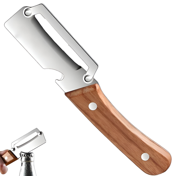 Multifunctional Vegetable Peeler with Ergonomic Wooden Handle